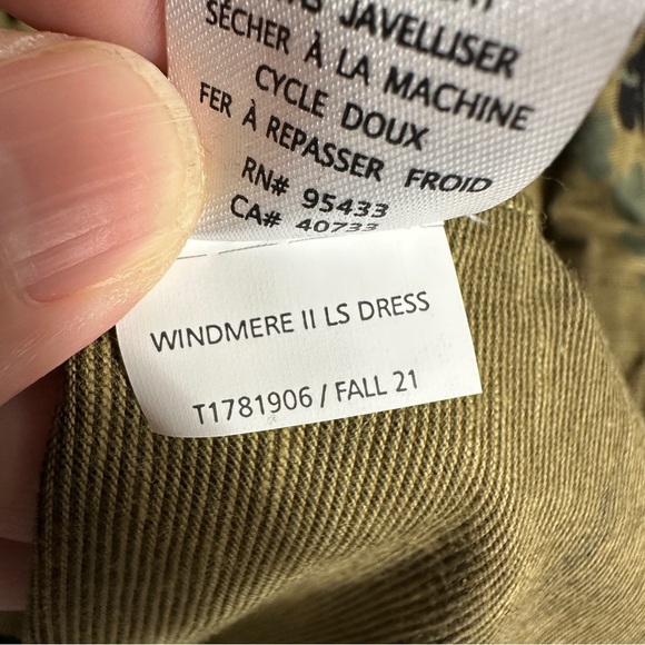 Toad & Co Windmere long sleeve dress, color is "fir" w/scattered florals, fall - Picture 8 of 11